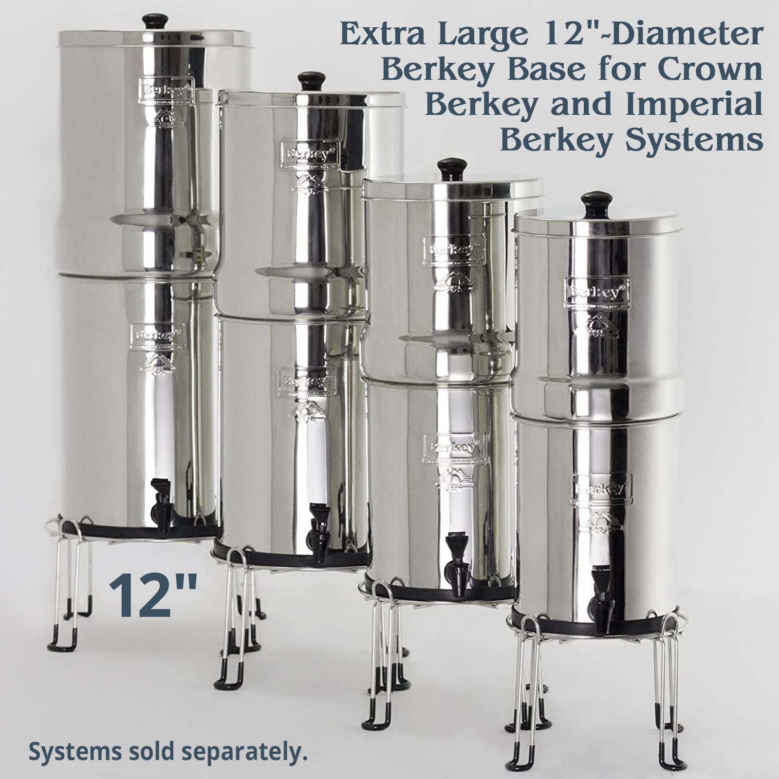 Berkey Water Filter Stainless Steel Wire Stand with Rubberized Non-Skid/Non-Slip Feet for Imperial and Crown and Other Extra Large Sized Gravity Fed Water Filters Raises Your 6 inches