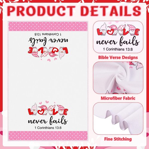 HCEWSBFD 6Pcs Christian Valentine's Day Kitchen Towels Religious Christian Hand Towel Black and White Truck Hand Towels Red Heart Love Dish Towel for Wedding Anniversary Cooking Gifts 16x24 Inch