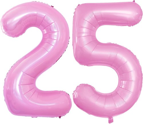 GOER Jumbo 42-Inch Number 25 Balloons - Light Pink Foil Helium Decorations for 25th Birthday Party