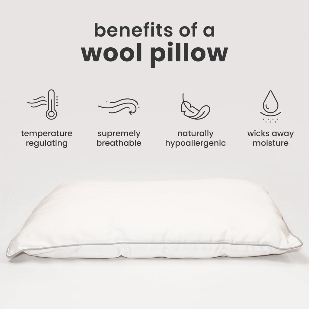 Woolino Toddler Pillow, Premium Breathable 100% Wool Fill & Cotton Cover Toddler Sleeping Pillow, Small Kids Travel Size, 14x19