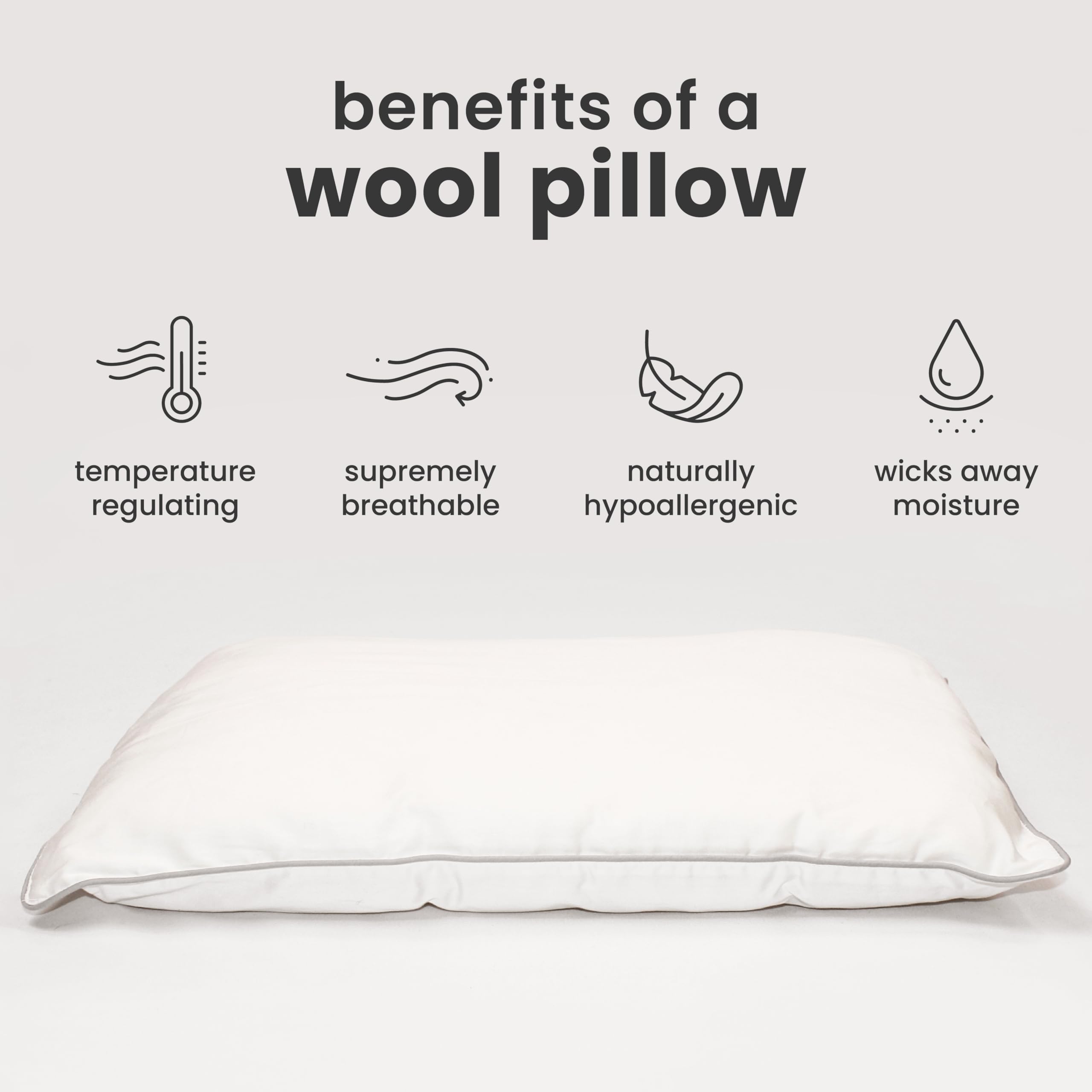 Woolino Toddler Pillow, Premium Breathable 100% Wool Fill & Cotton Cover Toddler Sleeping Pillow, Small Kids Travel Size, 14x19