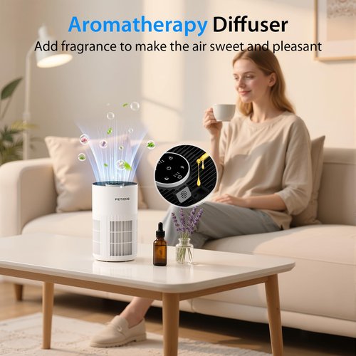 Air Purifiers for Bedroom Home up to 1200Ft², Small Air Purifier for Bedroom, H14 HEPA Air Purifiers for Home Pets,with Sleep Mode, 3 Speeds, Timer, Aroma Function