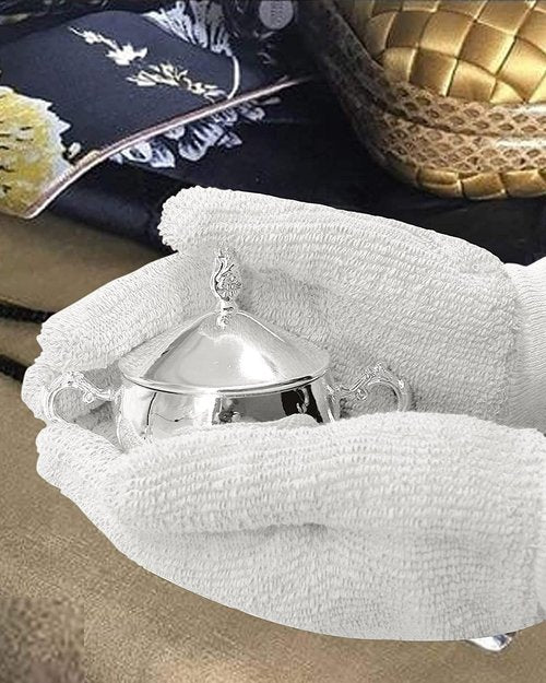 Evridwear Silver Polishing Gloves Polish Cleaning Glove Mitt for Sterling Silver Brass (S/M)