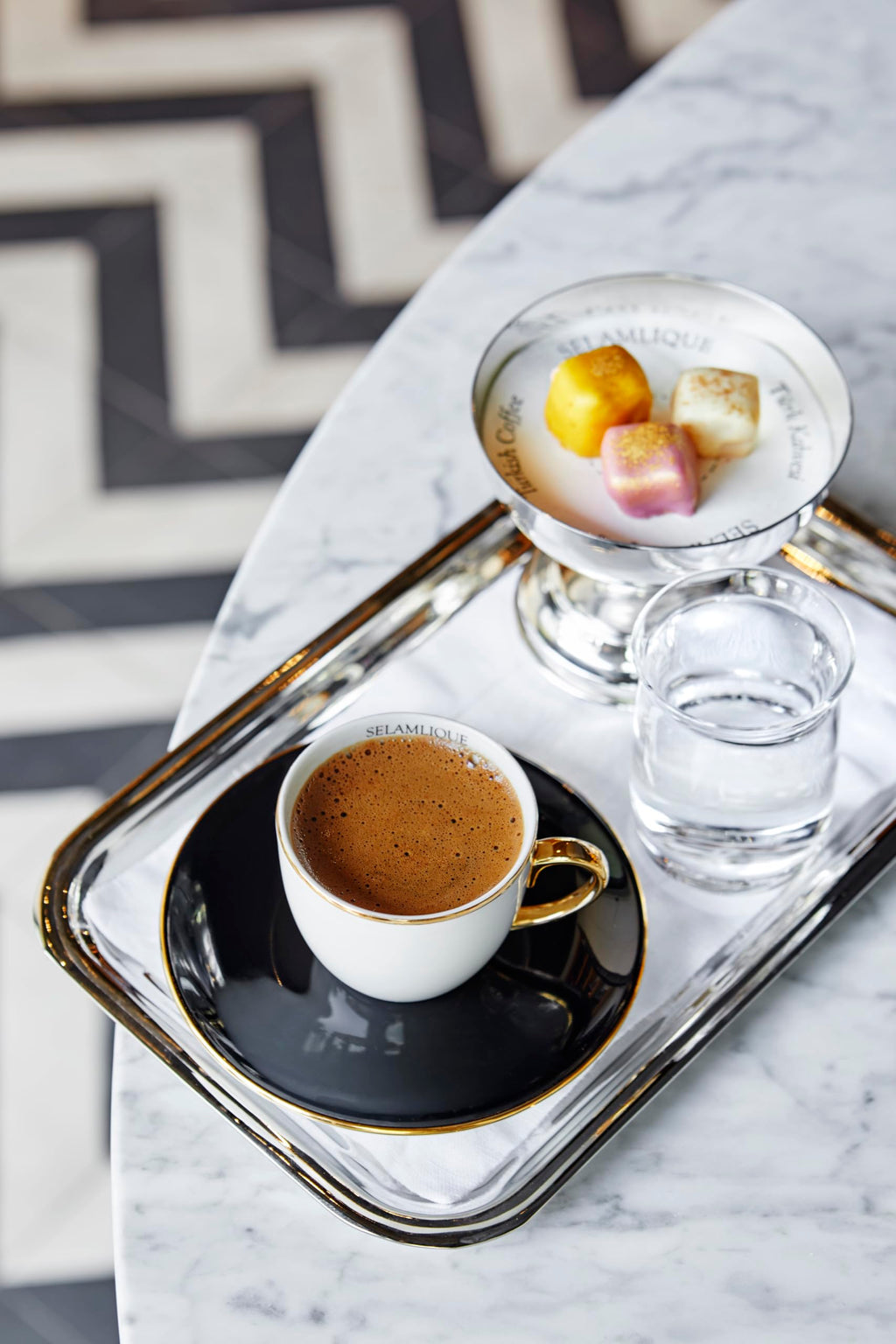 SELAMLIQUE ISTANBUL Turkish Coffee Set: Black Turkish Coffee Cups (2) for Traditional Coffee Ritual