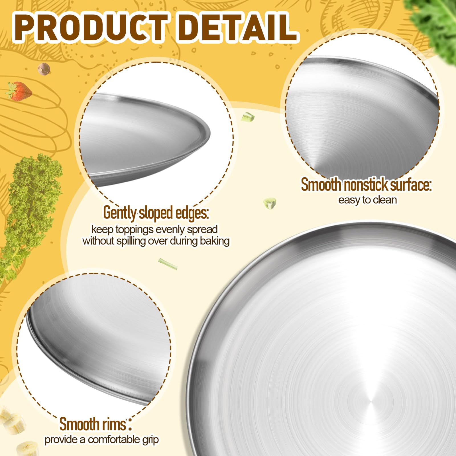 Sawysine 12 Pcs Stainless Steel Pizza Pans 9 Sizes (6.7 Inch-17.7 Inch) Pizza Pans for Oven Large Thick Round Steel Trays for Baking Cookie Pie Cake, Non-toxic, Durable, Dishwasher Safe