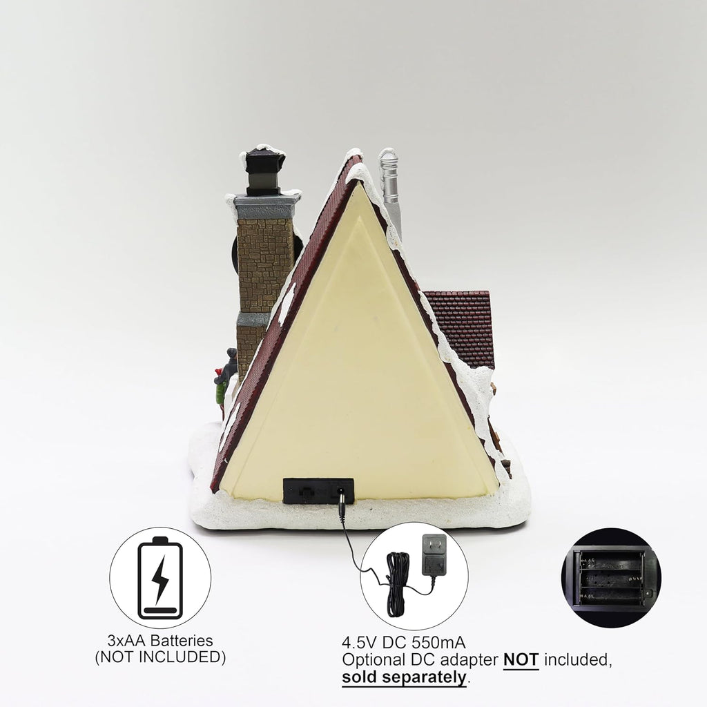 Moments In Time Pizza Shop Scene - Handcrafted LED Musical Pizzeria Holiday Decoration | Battery Operated Tabletop Display