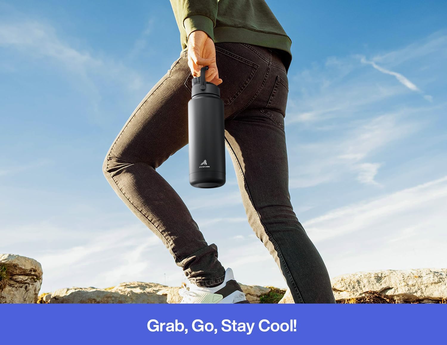 POWCAN 32 oz Insulated Water Bottle - 2-in-1 Straw & Spout Lid, Leak-Proof, BPA-Free | Perfect for Sports & Travel (Lupine)