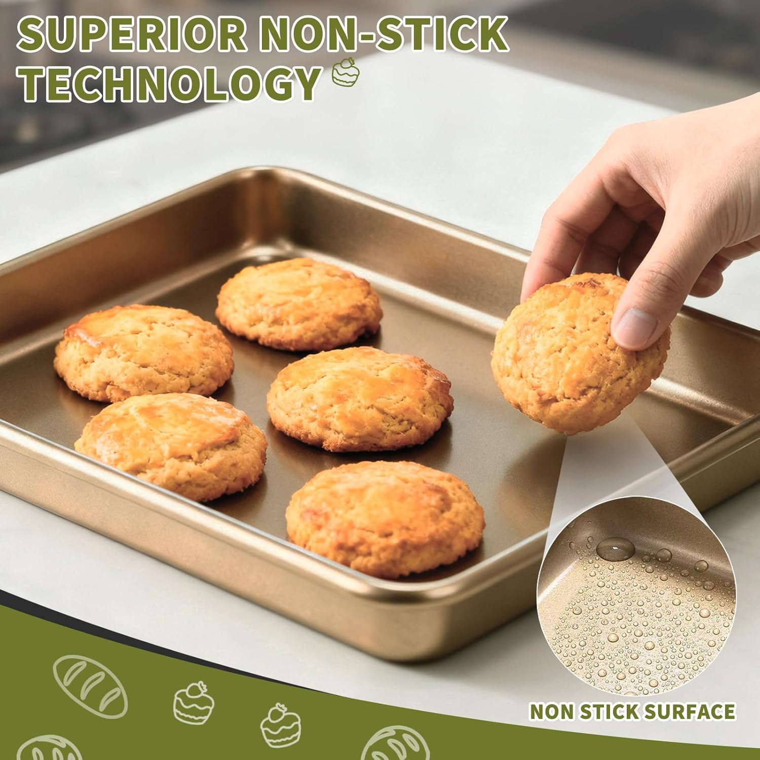 Oster Toaster Oven Replacement Trays - Non-Stick Carbon Steel Bakerware Set | 8.7" x 6.5" | 2PCS