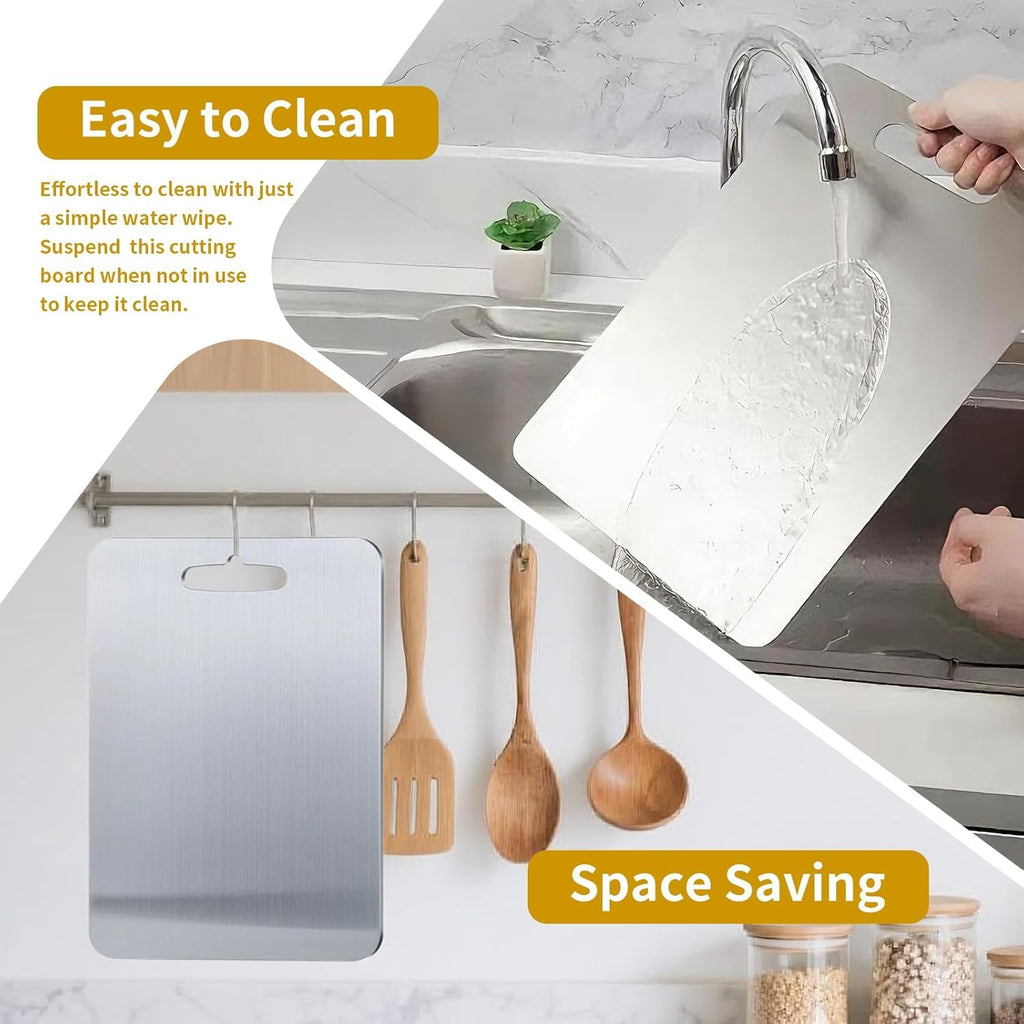 Titanium Cutting Board, 100% Pure Titanium Cutting Boards for Kitchen, Upgrade Hygiene & Durability Food-Grade Cutting Boards for Meat Fruit & Vegetable(12"L x 9"W)