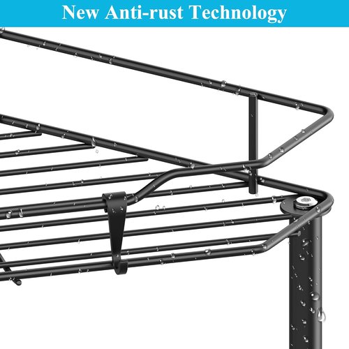 HuggieGems Corner Shower Caddy Organizer - 4 Tier Floor Stand with Hooks | Black Bathroom Shelf Rack