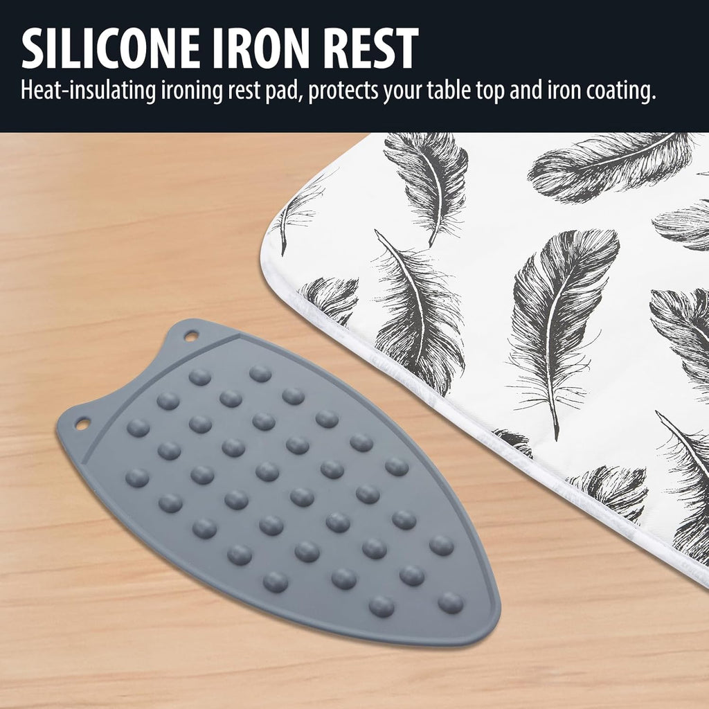 Seiritex Ironing Mat - Portable 5-in-1 Ironing Pad | 39.4 x 18.9 Inch Black Feather Design