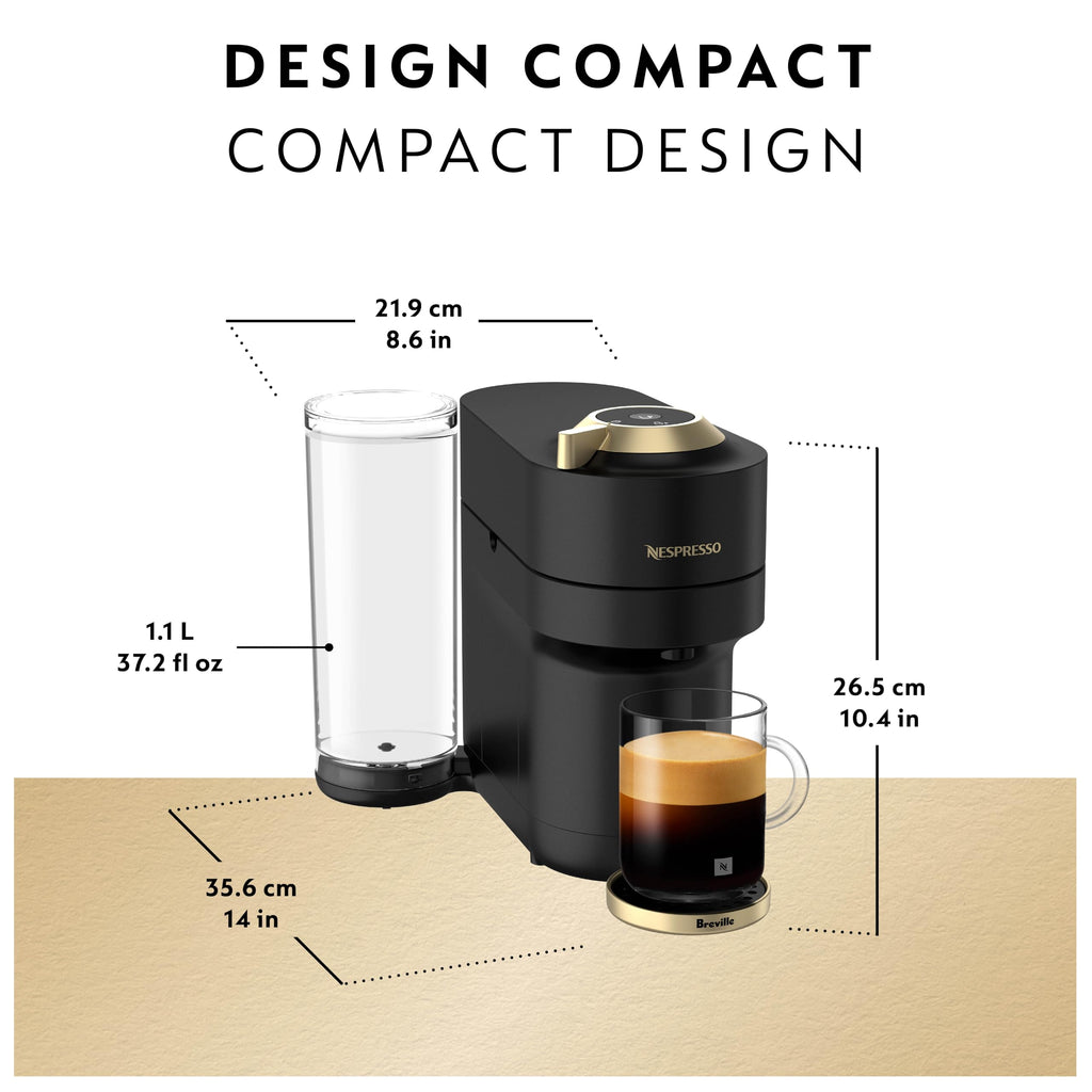 Nespresso Vertuo Pop+ Coffee and Espresso Maker by Breville, Matte Black Gold