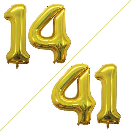 GOER Jumbo 14 Inch Balloons - Sweet 14 Party Decorations | 42 Inch Gold Foil Helium Balloons for 41st Birthday