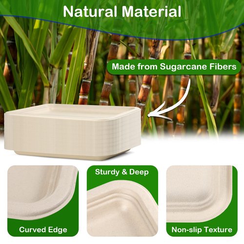 EcoAvance Large Paper Plates 14 Inch, 100 Pack Disposable Trays, Heavy Duty Dinner Size, Eco-Friendly Compostable Biodegradable, Strong Sturdy Brown