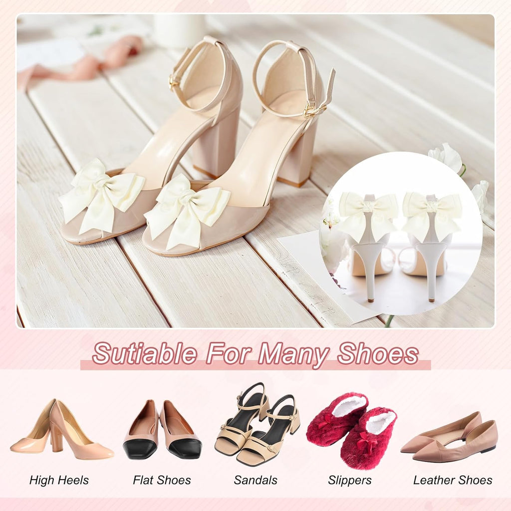 M METERXITY Bow Shoe Clips - Elegant Satin Detachable Buckles for Women | 2-Pack, Perfect for DIY Decor & Weddings