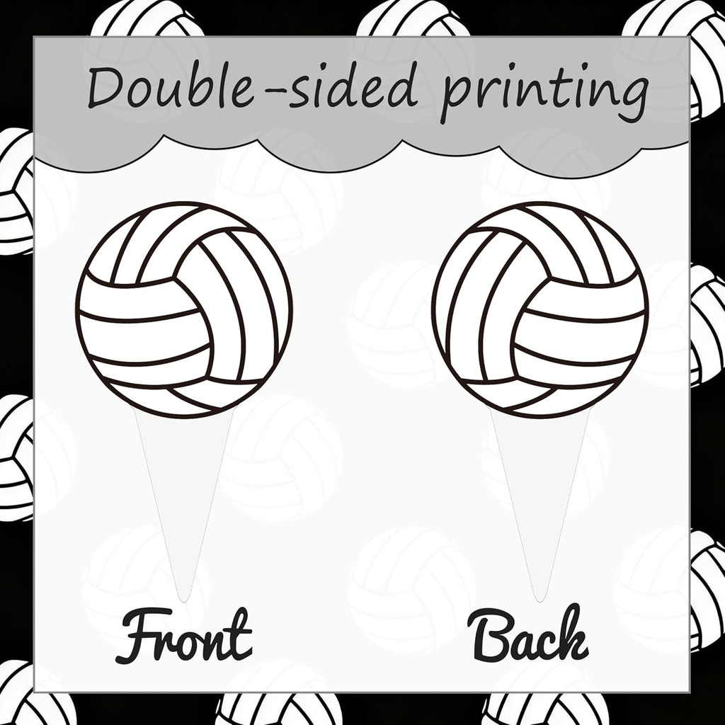 Volleyball Cupcake Toppers by [Brand Name] - 48PCS Black & White Cake Decorations for Sports Parties