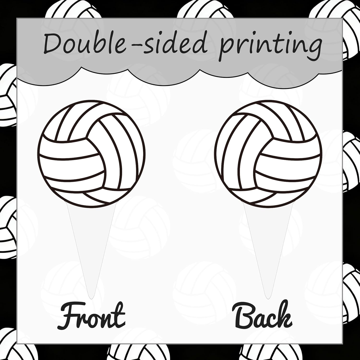 Volleyball Cupcake Toppers by [Brand Name] - 48PCS Black & White Cake Decorations for Sports Parties