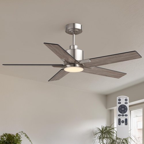 46 Inch Ceiling Fans with Lights and Remote Control for Bedroom, Modern Nickel Ceiling Fan with Quiet Reversible DC Motor, 3CCT, Dimmable, LED Lighting for Living Room, Patio, Indoor and Outdoor