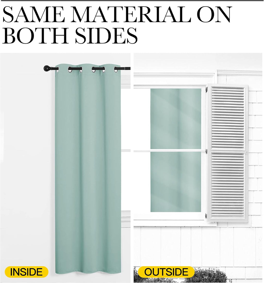 NICETOWN Aqua Blue Blackout Curtains - Sound Reducing & Heat Blocking | 108" Long, 55" Wide, 2 Panels