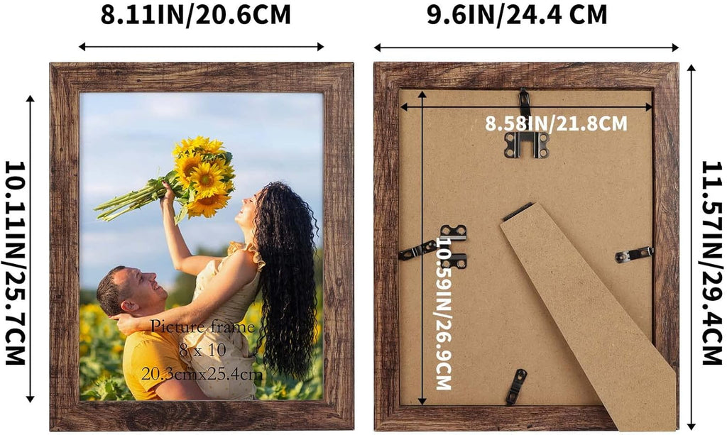 PETAFLOP 8x10 Picture Frame Set of 7 - Rustic Wall & Tabletop Display for 8x10 Photos
