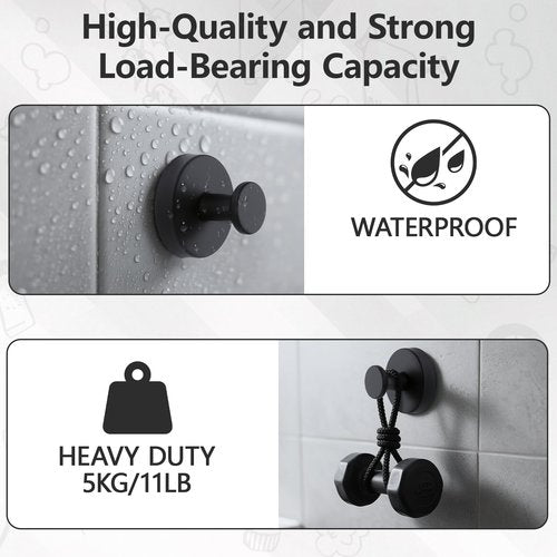 levateeta Suction Cup Hooks for Shower, 8 Pack Removable Hooks for Bathroom Walls & Glass Door – Robes, Loofahs, Towel Hook for Hanging, Black