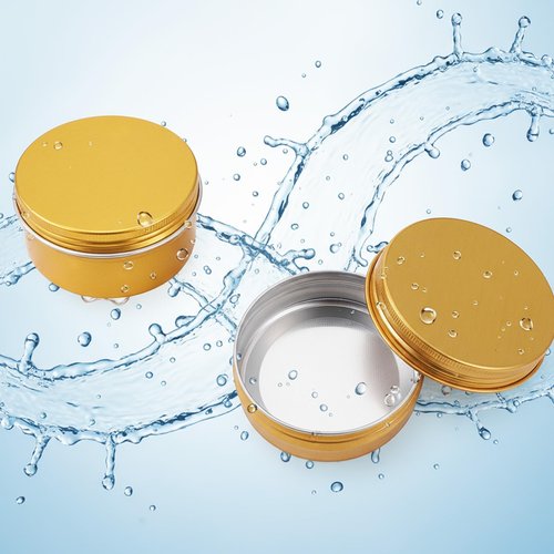 Patelai 72 Pcs 2 oz Aluminum Tins Salve Containers with Screw Lid and Labels Round Cans Travel Cosmetic Metal Tins Jar for Candles Lotion Bars Balms Food Spice Candies DIY Crafts(Gold)