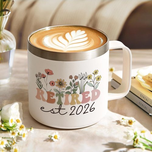 Lifecapido Retirement Gift for Woman, Retirement Gifts for Women 2026, 14oz Insulated Coffee Mug with Bookmark, Retired Birthday Christmas Gifts for Women Mom Grandma Teacher Nurse Coworkers