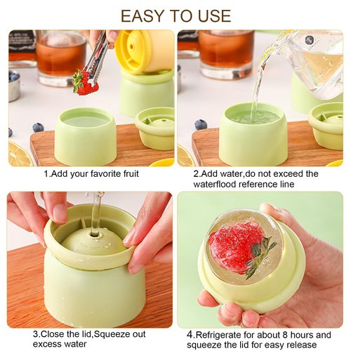 HXTDZSWHE Round Ice Cube Molds Set of 4,Make 2.4 Inch Spherelce ice for Whiskey, Cocktails and Drinks.ice cubes trays for freezer,Stackable Easy Release Ice Cube tray, Spherical Ice Makers,2 Colours