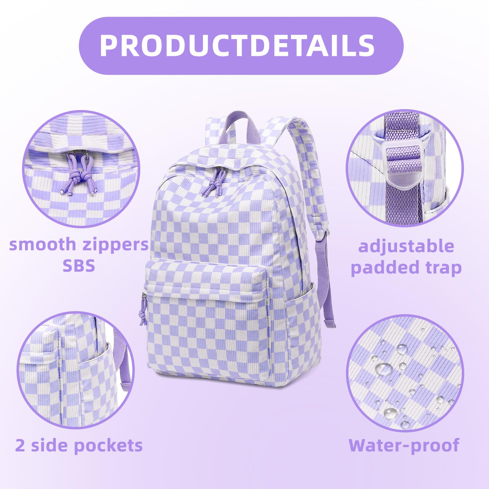 LEDAOU Backpack for Girls School Bag Kids Bookbag Teen Backpack Set Daypack with Lunch Bag and Pencil Case