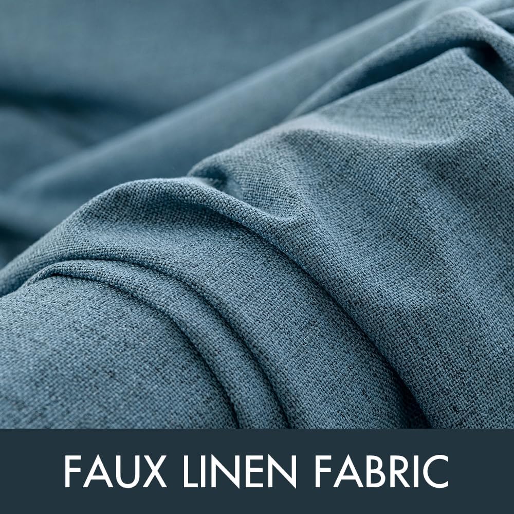 MIULEE Blackout Curtains - 100% Thermal Insulated Linen Texture Drapes | Dusty Blue, 52x84 Inch (2 Panels)
