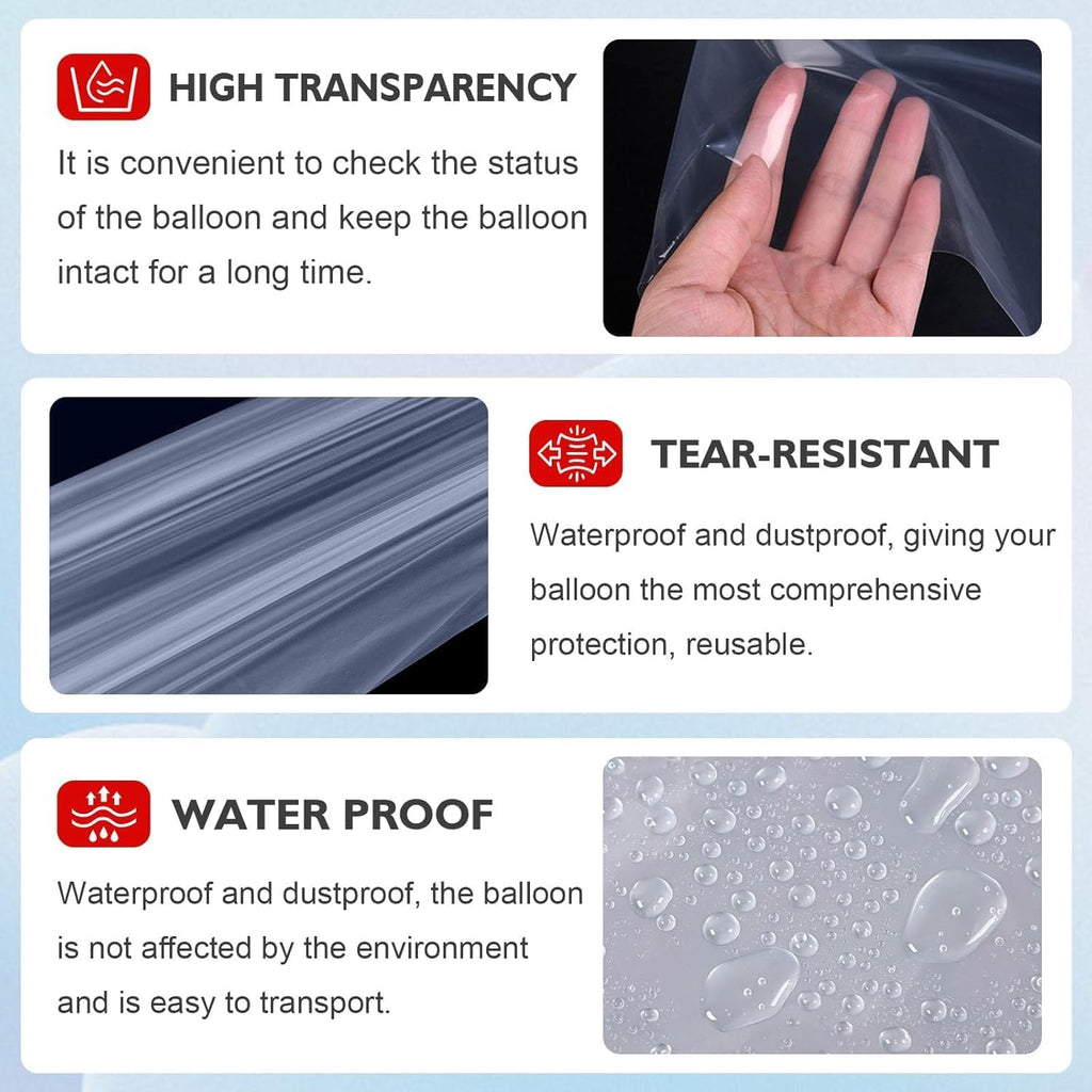 Skiennix Extra Large Clear Balloon Bags - 2 Pack Reusable Transport Bags for Decorations | 98 x 59 In