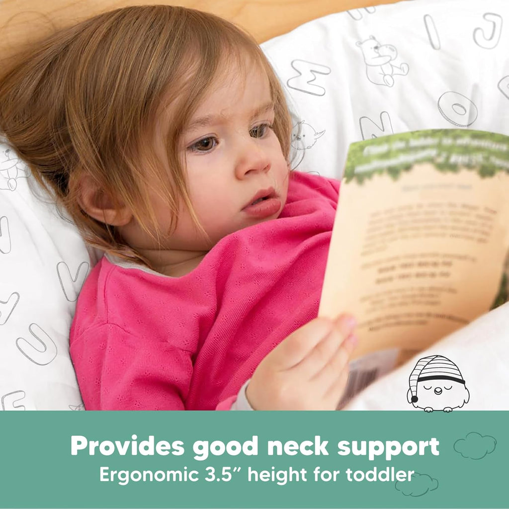 My Little Dreamy Toddler Pillow - Organic Cotton Travel Pillowcase, Soft & Breathable, 13x18 Inches