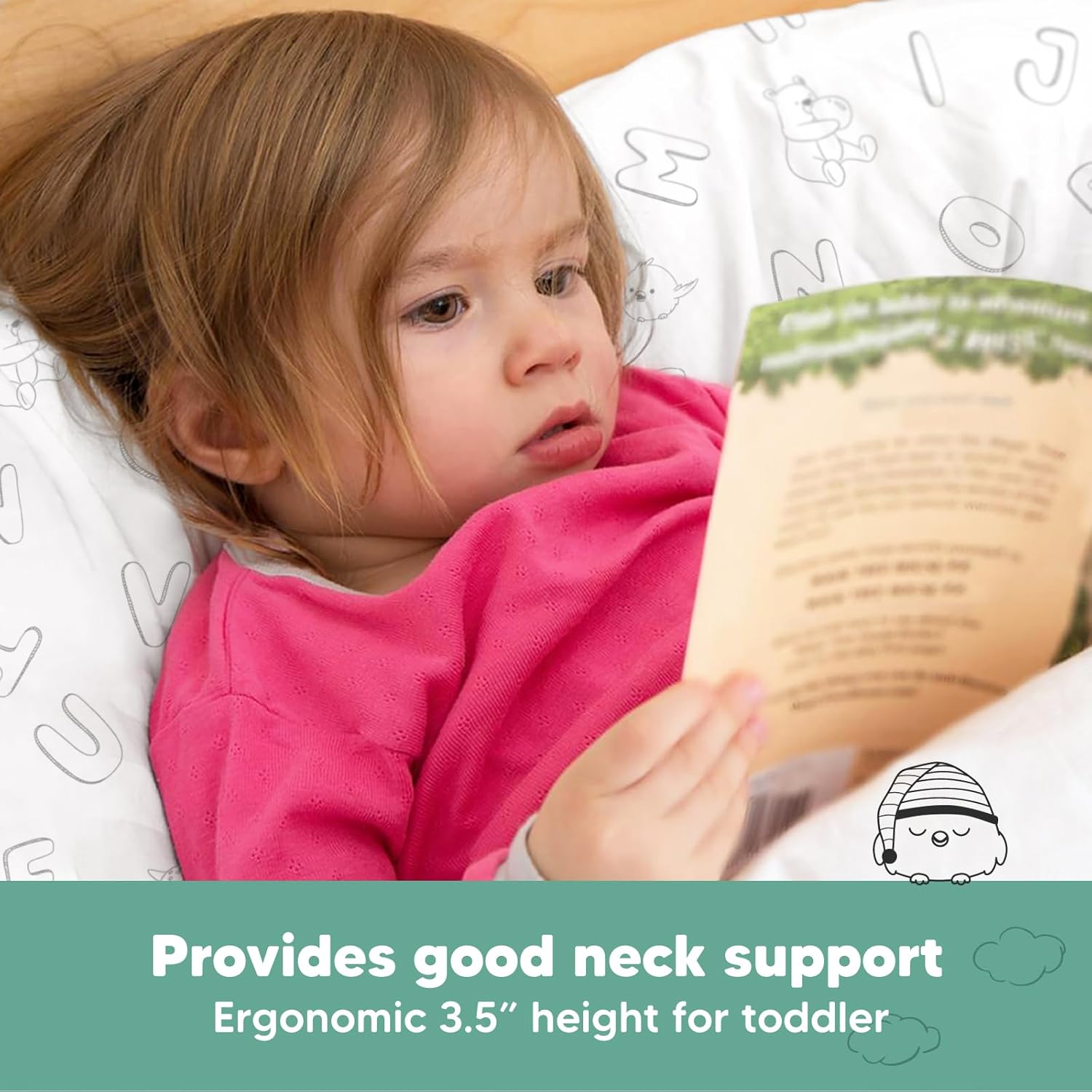 My Little Dreamy Toddler Pillow - Organic Cotton Travel Pillowcase, Soft & Breathable, 13x18 Inches