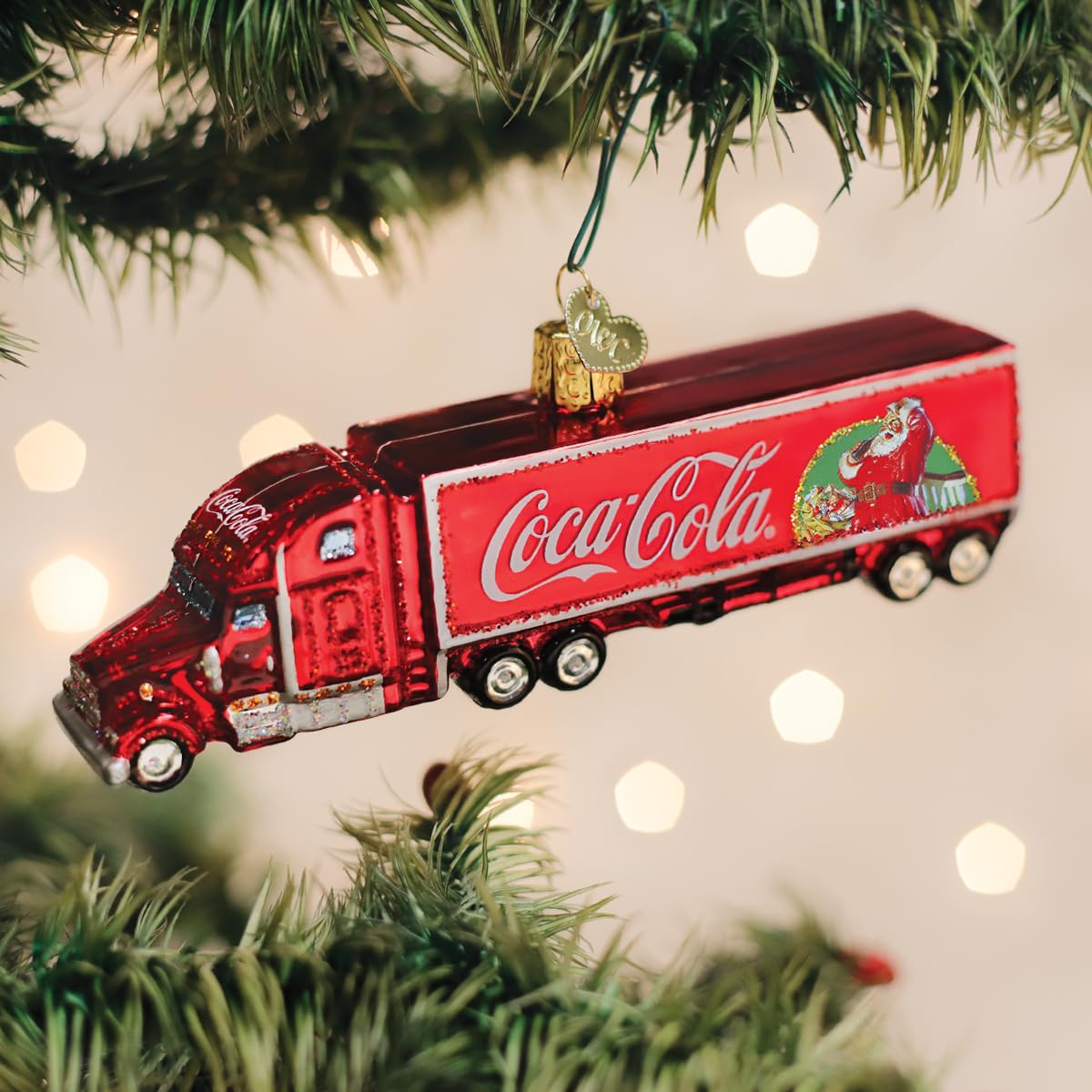 Old World Christmas Coca-Cola Christmas Truck Glass Blown Ornament for Christmas Tree, Handcrafted Holiday Decoration, Coca-Cola Collection