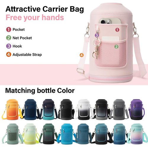 DYSANKY 1 Gallon Water Bottle Insulated | Thickened Stainless Steel Vacuum Metal Water Jug | Portable Sports Large for Gym and Hiking with Straw, Carrier Bag, Handle Strap | BPA-Free 128 oz