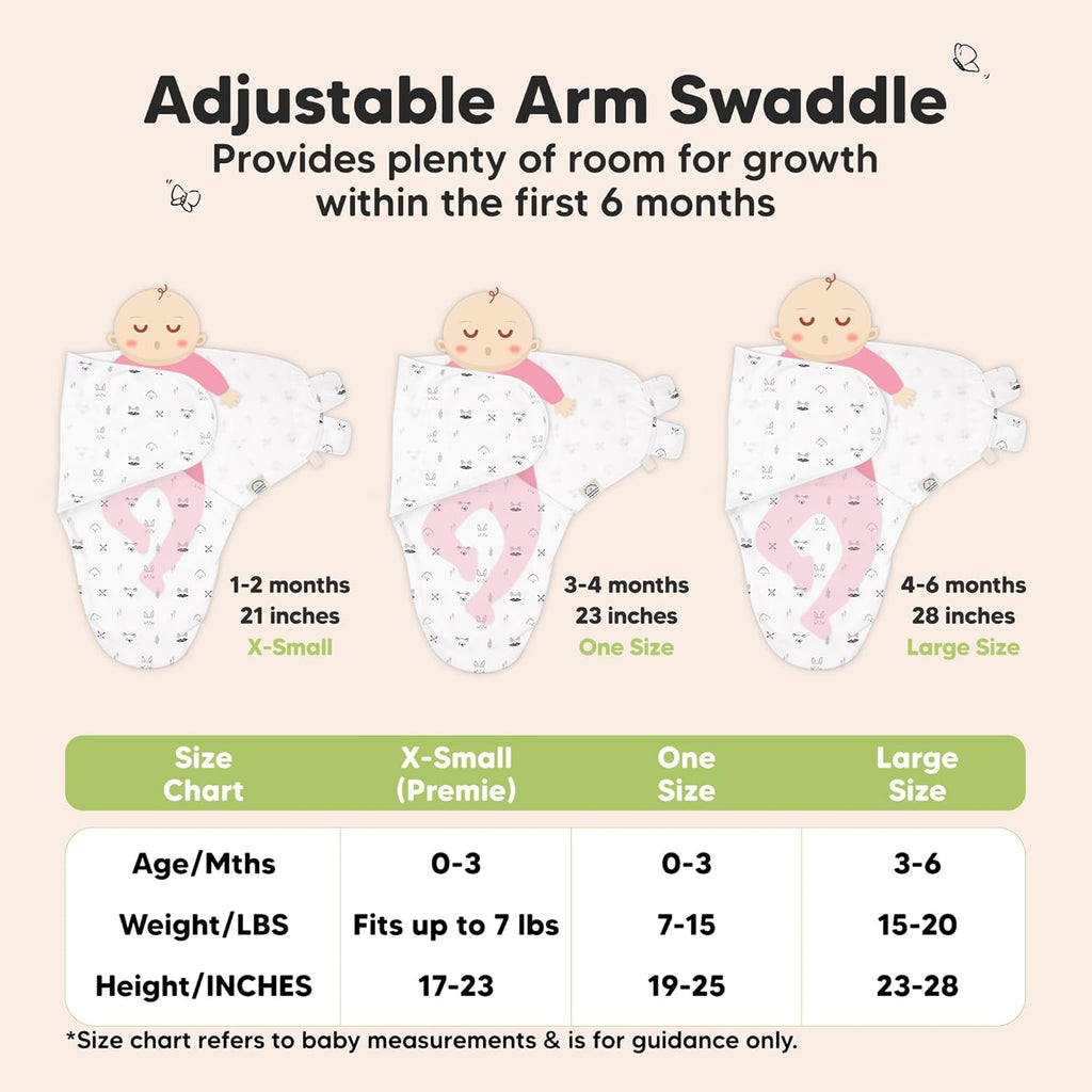 Nordic 3-Pack Organic Baby Swaddle Sleep Sacks - Soft & Snug for Newborns 0-3 Months