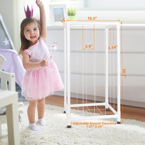 XMBecc Stuffed Animal Storage Zoo Stuffed Animal Holder,Off-Ground and Space Save Vertical Stuffed Animals Organizer PVC with Elastic for Bedroom Playroom Nursery (White, small)