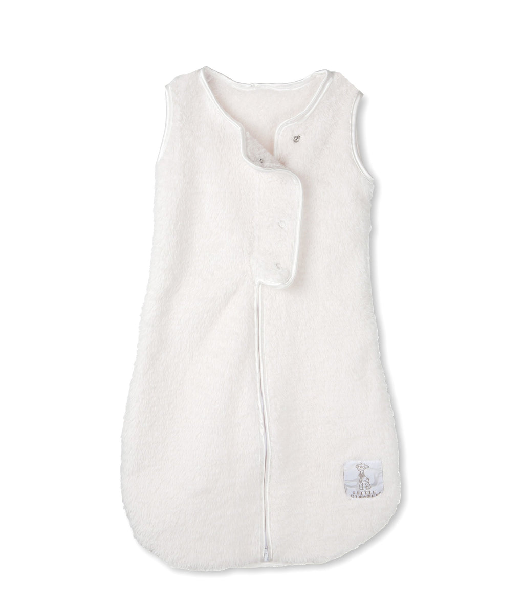 Little Giraffe Chenille Dream Sack, Cream - 1 TOG Sleep Sack 0-6 Months with Double-Zipper Design for Easy Diaper Changes - Ultra-Soft Baby Wearable Blanket with Chin and Zipper Guards