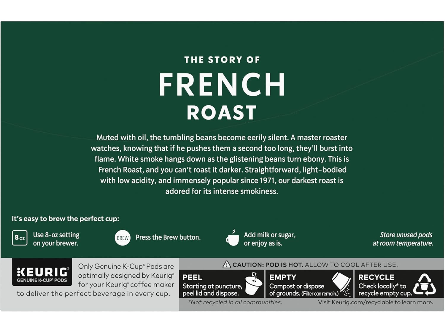Starbucks French Roast K-Cup Pods - Rich, Bold Flavor | 10 Count Pack