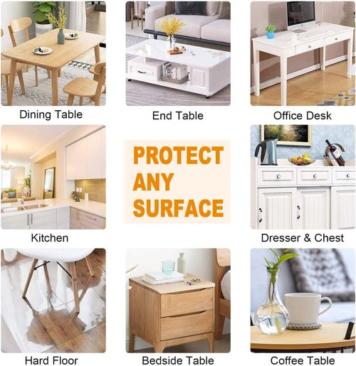 40x90 Inch New Version Clear PVC Table Cover Protector 1.5mm Thick Waterproof Heat Resistant Table Pad for Dining Room Table Plastic Vinyl Desk Pad Mat for Night Stand Dresser End Table Writing Desk