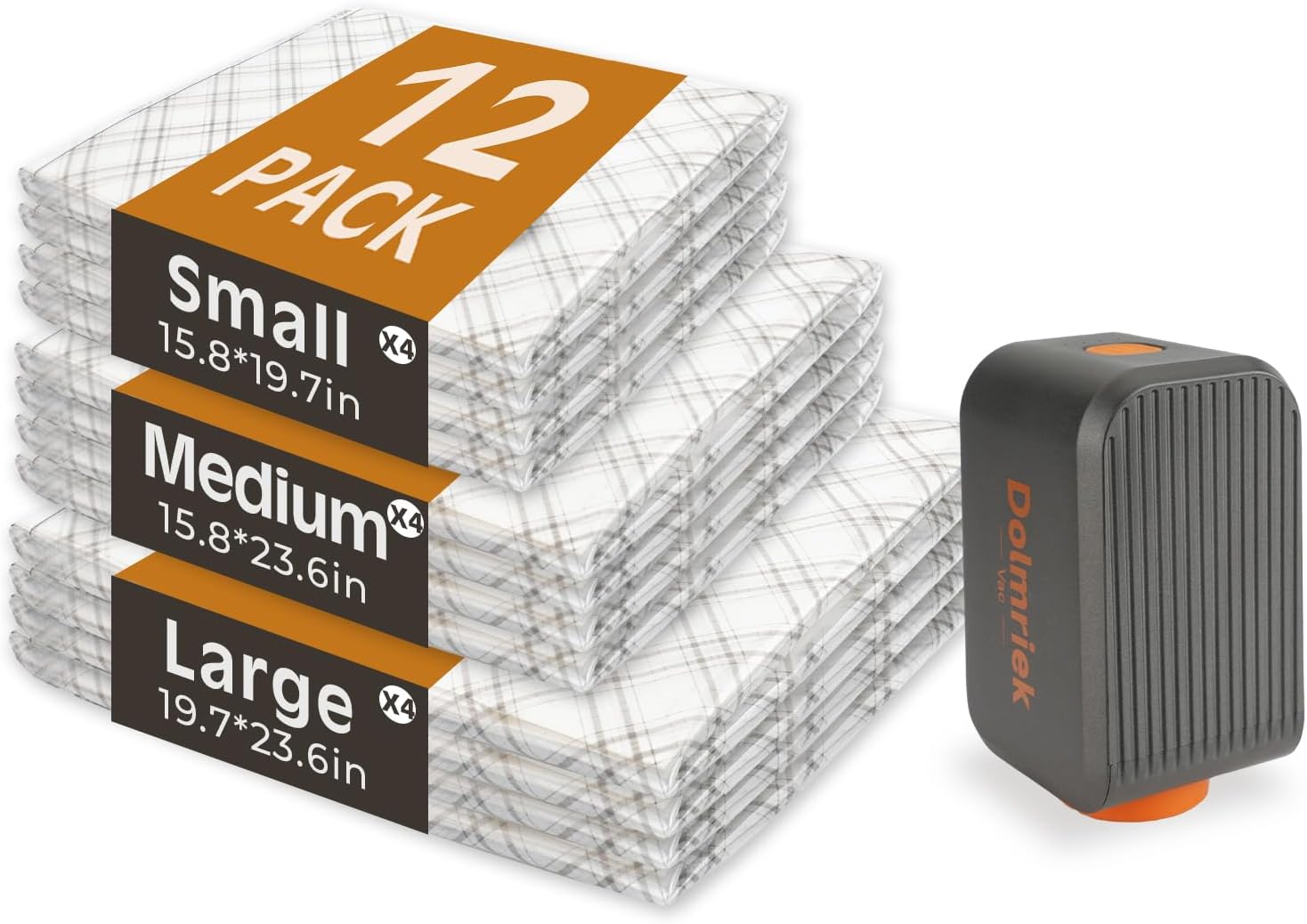 Skiennix Travel Vacuum Storage Bags - 12 Pack Compression Seal Bags with USB Electric Pump | Space Saver for Clothes