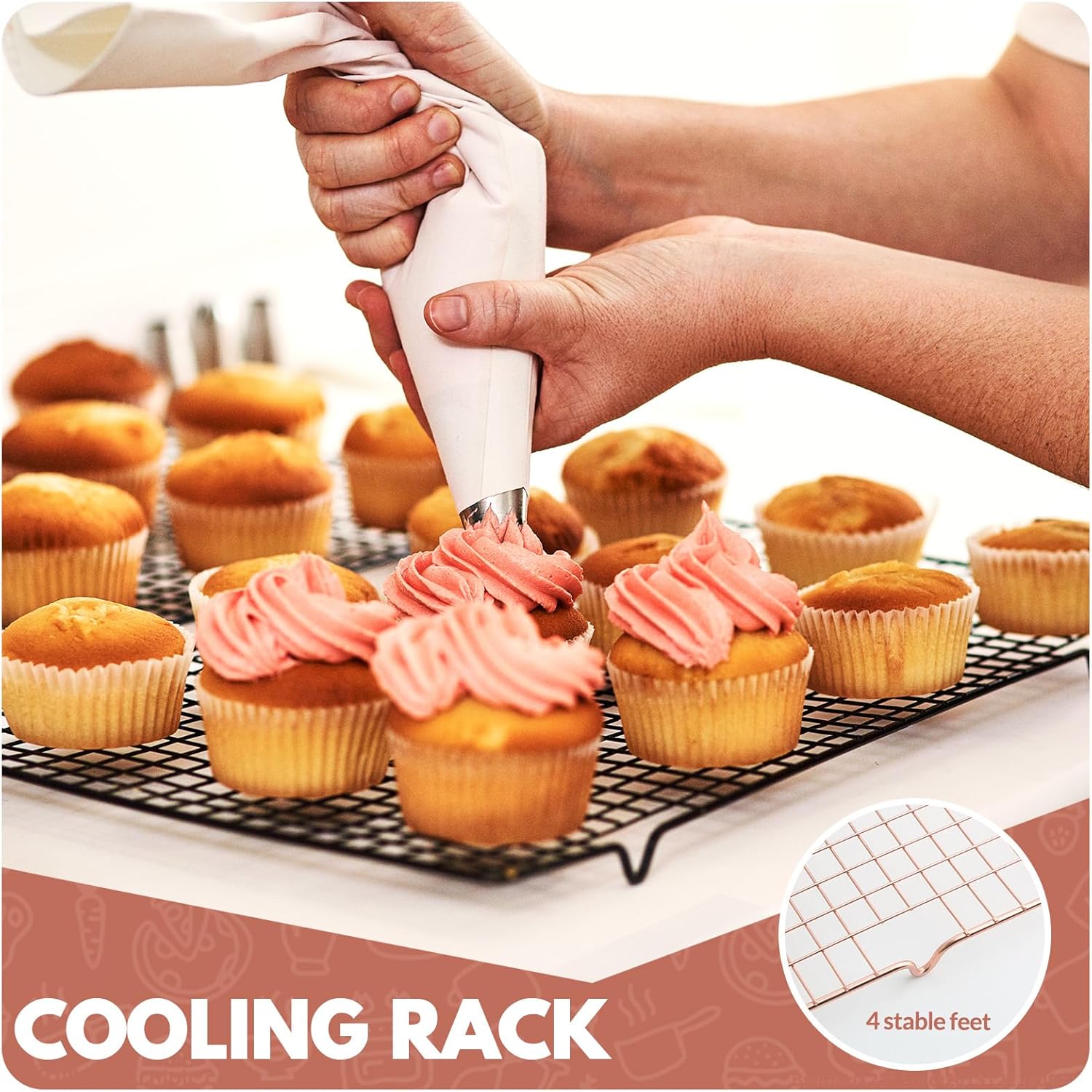 Skiennix Cooling Racks - 2 PCS Stainless Steel Baking Racks | 14.8x10 Inches Oven Safe Design