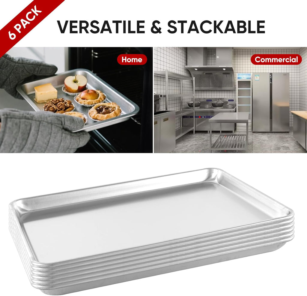 TENUP Aluminum Half Sheet Pan - Heavy Duty 18" x 13" Baking Tray with Reinforced Rim, Warp-Resistant & Rust-Free