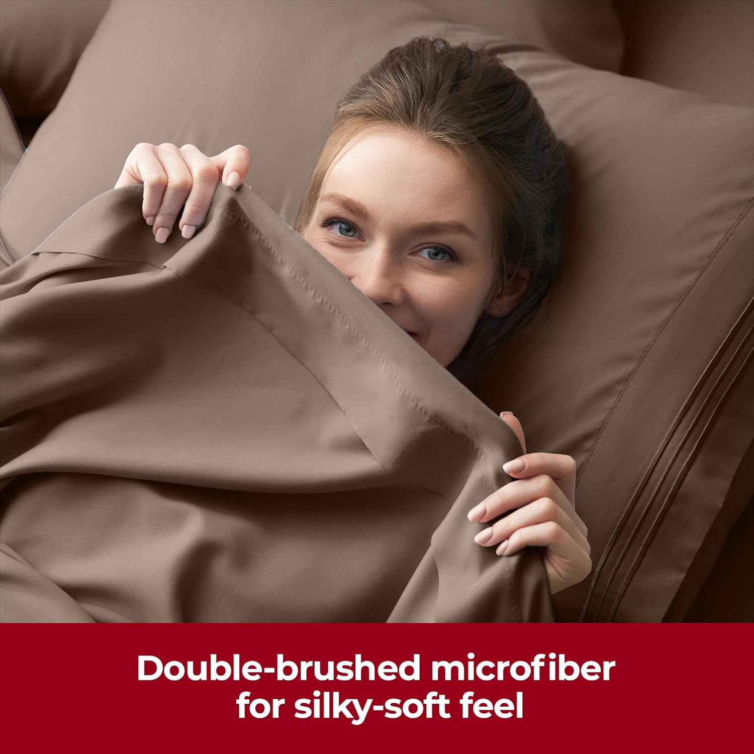 Mellanni Extra Deep King Sheets - Hotel Luxury, Ultra Soft Cooling Bedding - Wrinkle & Stain Resistant (King, Brown)