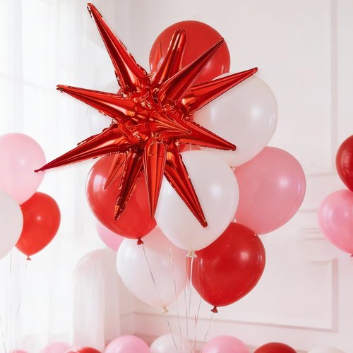 ESAG Valentines Day Balloon Arch Kit, Pink Red White Balloon Garland with 32" LOVE/ 22"Explosion Star/ 5" Heart Foil Balloon for Galentines Mothers Day Wedding Engagement Anniversary Party Decorations