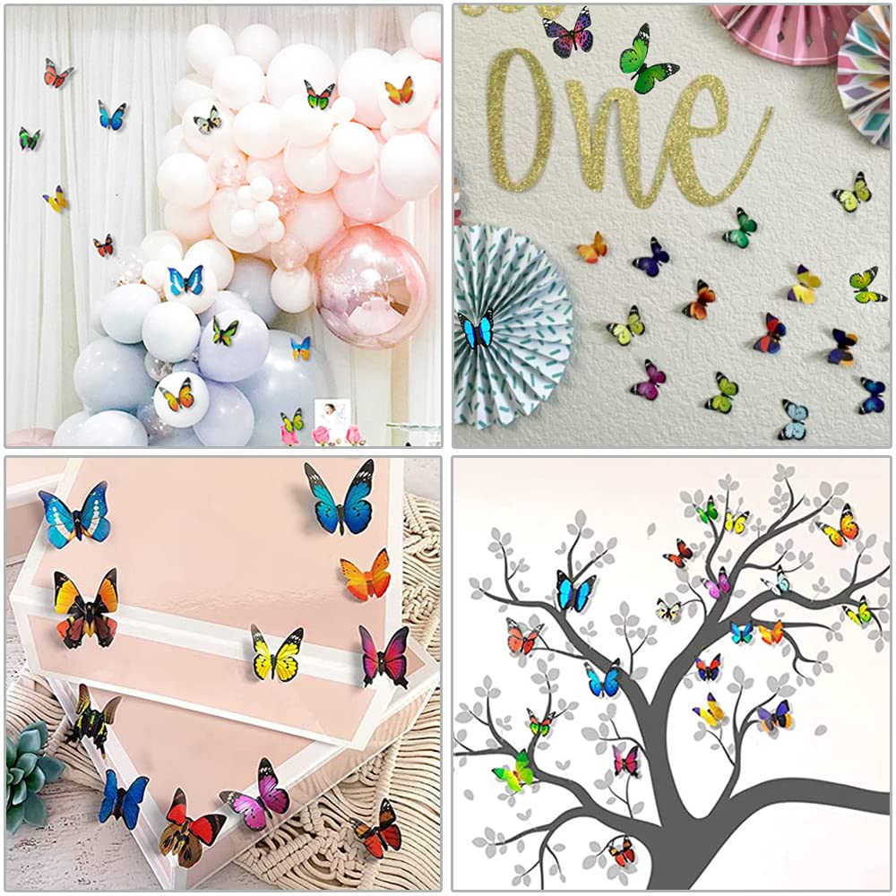 Skiennix 80 PCS Butterfly Wall Decor - Waterproof & Removable Plastic Wings for Home & Bedroom