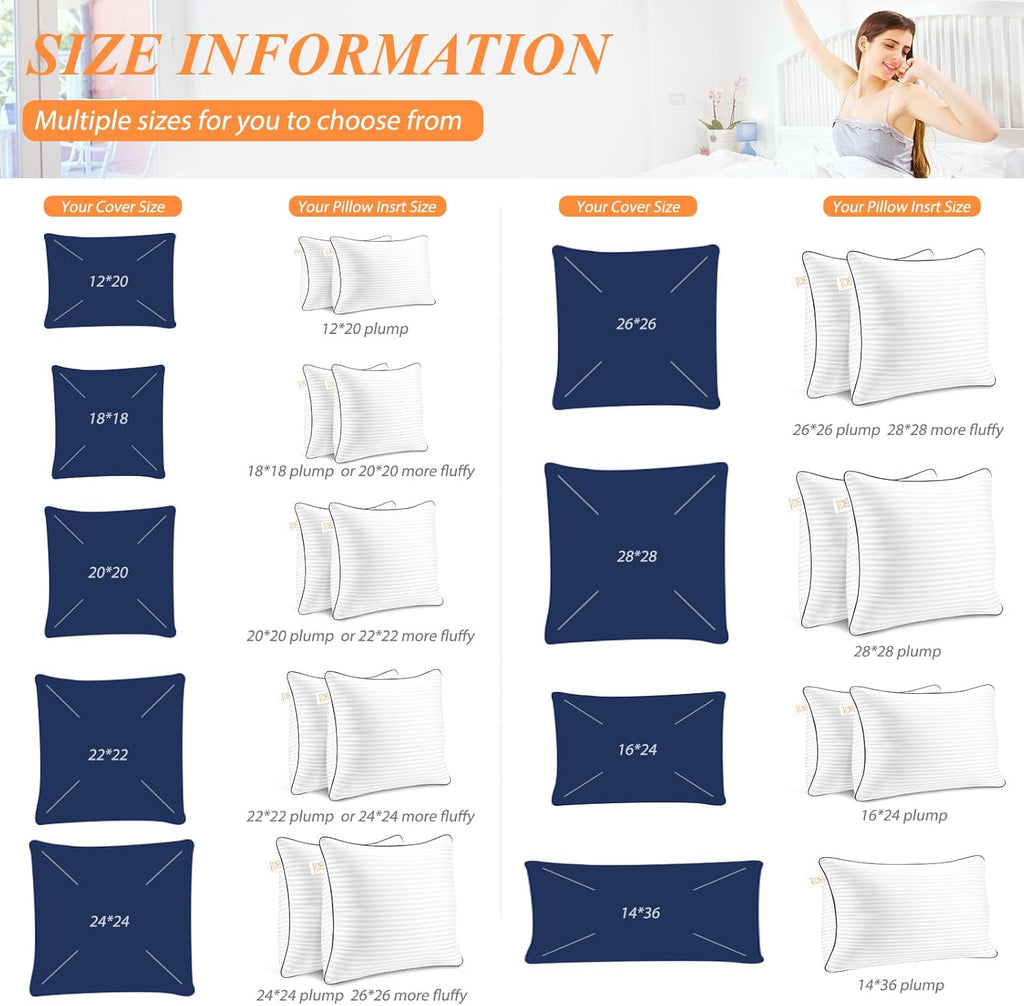 Yettbea Pillow Inserts - Premium Soft Down Alternative Fill | Set of 2, 18x18 Inches Decorative Throw Pillows