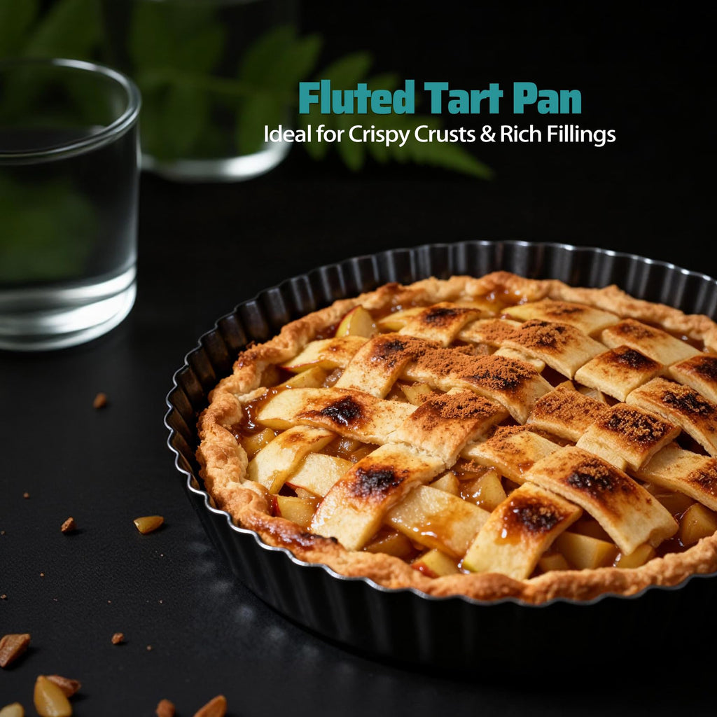 Tart Pan 2 Pack, 9 Inch Non-Stick Carbon Steel Pie Pan, Tart Pans with Removable Bottom -Top 9.5 inches, bottom 9 inches, 1.2 inches deep - Perfect Molds for Making pie, Fruit Tarts with Grooved Edges