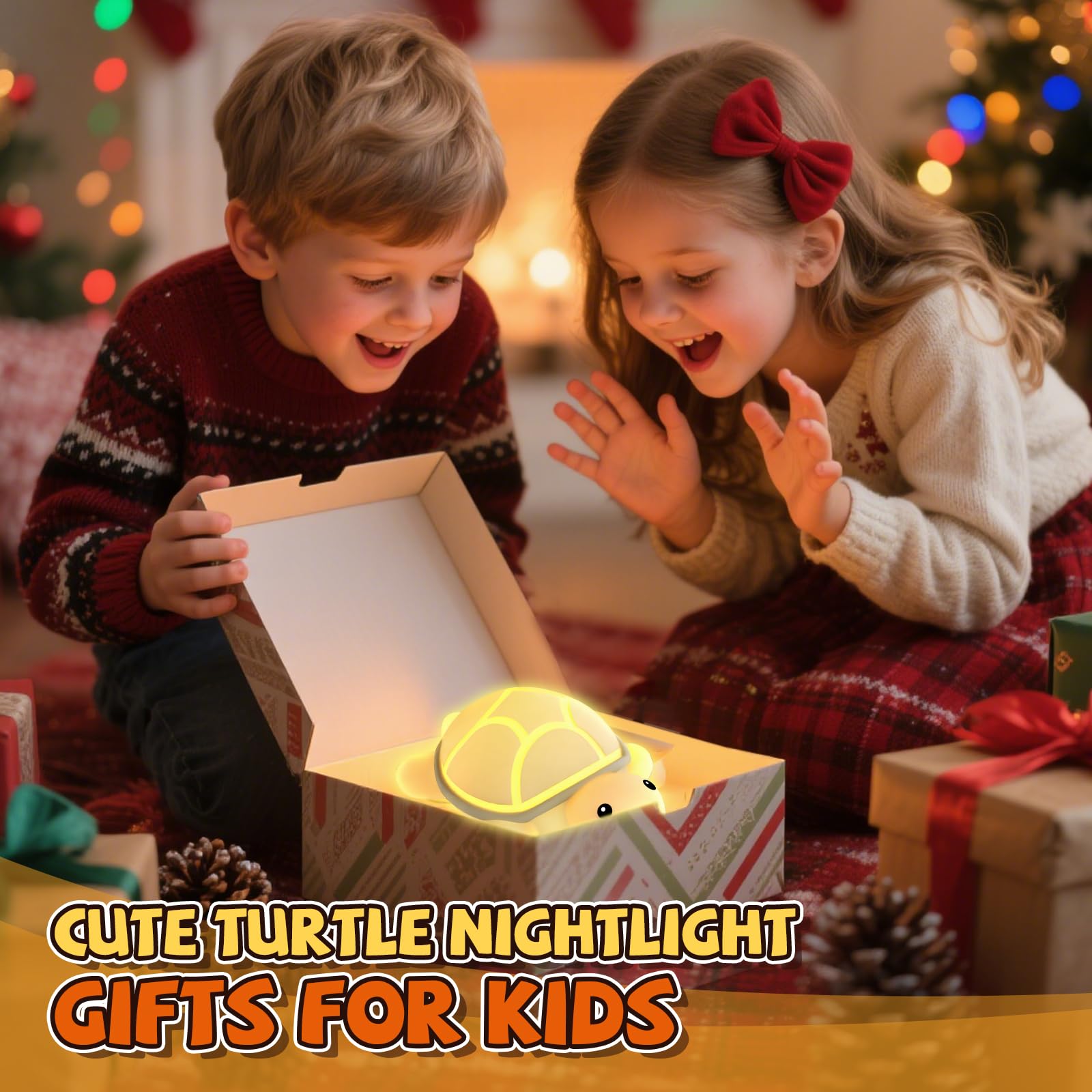 Turtle Night Light for Kids, 7 Color Changing & Touch Control, Rechargeable USB Silicone Squishy LED Lamp for Breastfeeding, Baby Toddler Sleep, Nursery Kids Bedside, Ideal Gift for Boys Girls