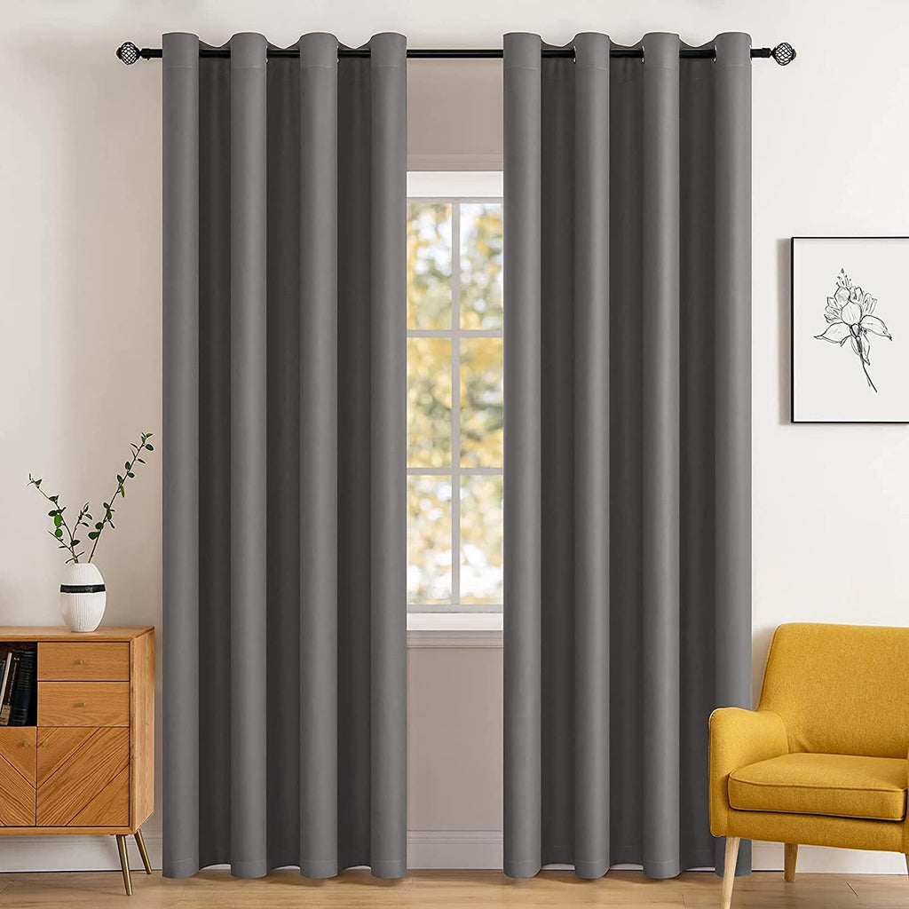 MIULEE Blackout Curtains - 84 Inch Long Thermal Insulated Drapes | Light Blocking Grommet Top Set in Grey